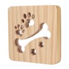 3D Night Lamp Bone Paw Print Pattern Hollow Design Wooden