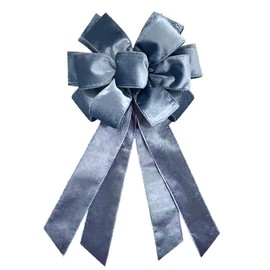 Large Christmas Bow for Wreath 20 * 11inch Vintage Haze Blue Wreath Bow Blue Velvet Tree Topper Ornament Decorative Bow for Xmas Home Outdoor Indoor Party