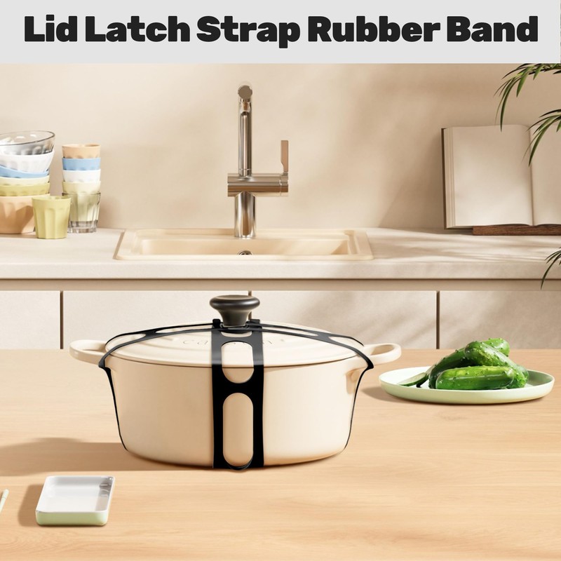 Lid Latch Compatible with Crockpots, Crisscross Silicone Universal Securing Strap
