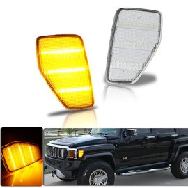 KENRTIR For 2006 2007 2008 2009 2010 HUMMER H3 Front Fender Side Marker Light Clear Lens Amber LED Sidemarker Lamp