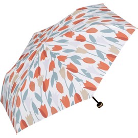Wpc. 3590-113-002 Rain Umbrella, Folding Umbrella, Blooming Tulip, Mini, Red, Ribs, 19.7 inches (50 cm), Women's, Rain or Shine, Retro, Floral, Scandinavia, Adult, Cute, Storage Bag Included, Stylish,