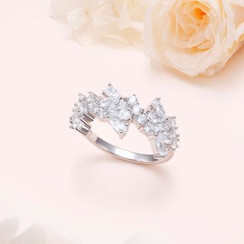 Ladytree Heart Marquise Ring for Women 925 Sterling Silver White Gold Plated Wedding Engagement Band Ring Birthday Mother’s Day Gifts Jewelry Gift For Her（Size 7）, Sterling Silver, Cubic Zirconia