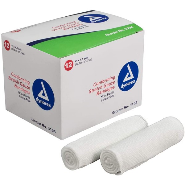 Dynarex 3104 Stretch Gauze Bandage Roll N/S 4" 8/12/Case (96)