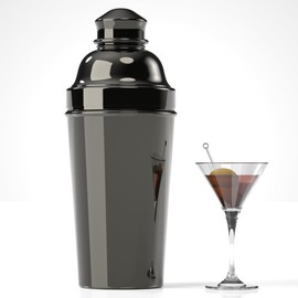 60oz Cocktail Shaker, 304 Stainless Steel Large Shaker Bottle, Martini Shaker with Strainer, Professional Drink Shaker, Bartending Margarita Mixer (Gleaming Black)