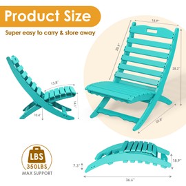 IVY&LANE Portable Xavier-Chairs Set of 2 | Folding-Adirondack-Chair | Wave | HDPE Plastic | Aqua | All-Weather Resistant | for Outdoor Fire-Pit Patio Lawn Beach Poolside