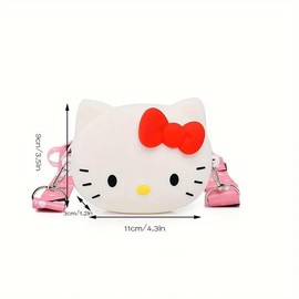 Sanrio Cute cartoon cross bag Shoulder bag, adjustable KT purse, birthday gift accessories,cute backpack Springtok - Color: Small white