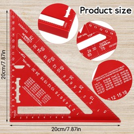 7 inch Rafter Triangle Aluminum Alloy Double Scale Ruler Angle Ruler Carpenter Triangle Rafter Tool Measurement Tool for Woodworking and Carpentry