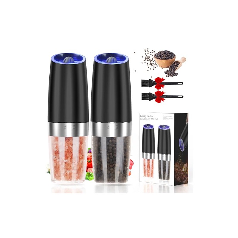 Gravity Electric Salt and Pepper Grinder Set with LED Light