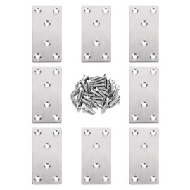 Iceyon 8pcs Mending Plates, Heavy Duty Flat Plate Bracket, Stainless Steel Straight Bracket for Furniture,Wood,Shelves,Cabinet with Screws (50X100mm/1.96X3.93inch)