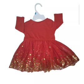 BLUEBERI BOULEVARD CHRISTMAS REINDEER & GOLD STARS DRESS  GIRLS 6-9 Months