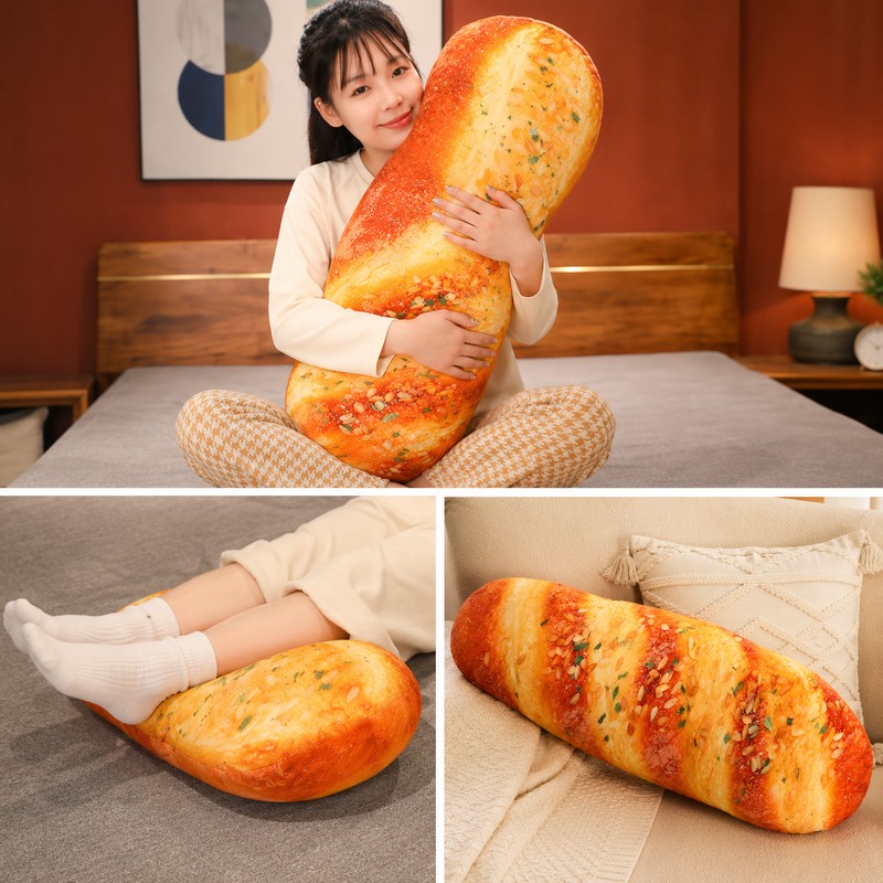 20cm Realistic Bread Plush Pillow – Soft Stuffed Hug Pillow