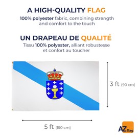 Galicia Flag 3' x 5' - Spanish region of Galicia flags 90 x 150 cm - Banner 3x5 ft Light polyester - Drapeau Galice AZ FLAG