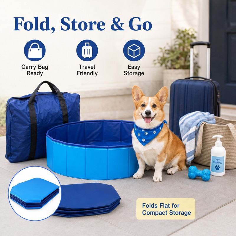 Foldable Pet Swimming Pool for Dogs – Portable PVC Bathing