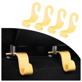 NHHC 4PCS Car Headrest Hook,Car Hooks for Purses and Bags,Hat Holder for Truck Seat Hanger Storage Organizer for Coats,Umbrellas,Grocery Bags,Handbags Universal Car Accessories (Yellow)