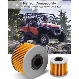 15412-HP7-A01 Oil Filter Kit Fit for Honda Pioneer 1000 1000-5 2016-2020 All Models Replace 15412-MGS-D21 91301-107-000 91302-PA9-003 94109-12000, Oil Filter Change Kit with O-rings and Washers
