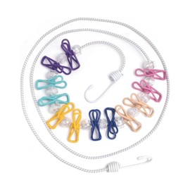 KGDUYC 1 x Clothes Pegs, Camping, Accessories, Travel Washing Line with Clips, Portable Clothesline, Outdoor Clothesline, Retractable Washing Line for Travel, Washing Line with 12 Clothespins