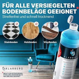KLARBERG¬Æ 2x1L Bodenreiniger Wischroboter Reinigungsmittel Konzentrat 1:100 I Frischer Duft mit unserem Reinigungsmittel f√ºr Saugwischer I Saugroboter Reinigungsmittel, Laminat, Fliesen