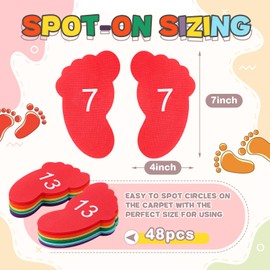 Outus 48 Pieces Carpet Feet Spots, Sit Foot Spots, Line up Spots for Classroom Floor, Carpet Markers for Teacher Supplies Classroom Rug, School Decoration (Number 1-24)