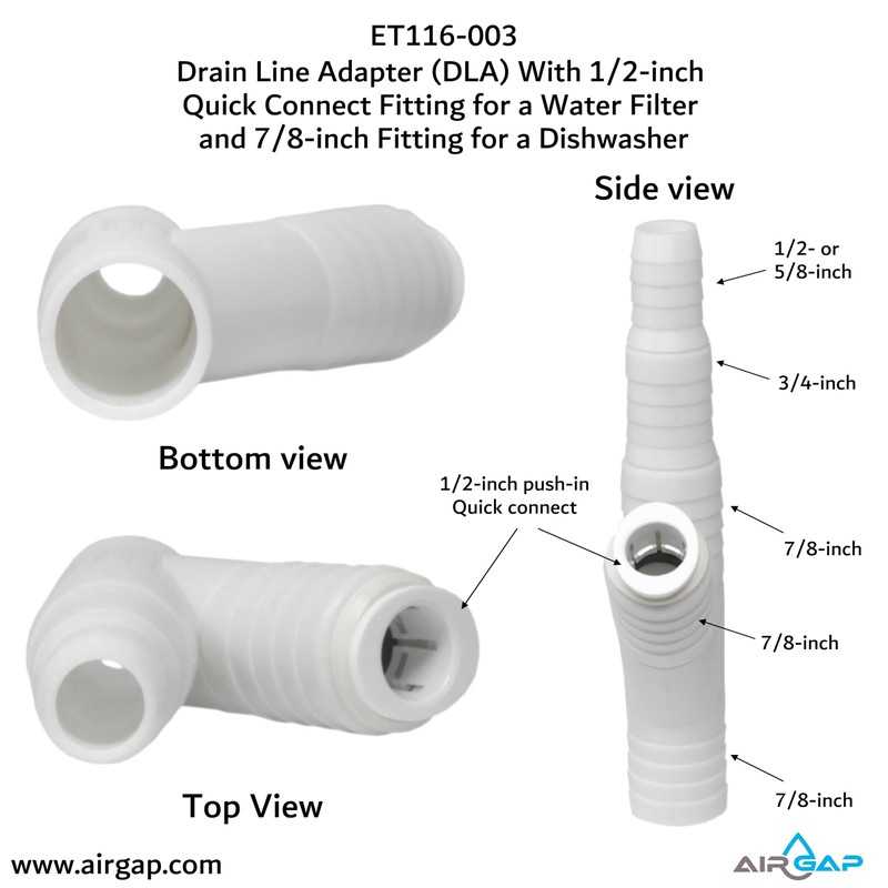 Drain Line Adapter (DLA) With 1/2-inch Quick Connect Fitting for