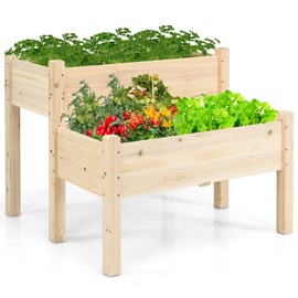 S AFSTAR Raised Garden Bed Set of 2, Wood Elevated Planter Beds with 8 Drainage Holes & 2 Planter Boxes, 3.5 Cu.Ft Above Ground Rise Garden Beds for Flowers Vegetables Herbs,