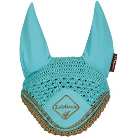 LeMieux Classic Crochet Fly Hood with Comfortable Lycra Ears in Azure - Sport Horse Wear for Competitive Rider - Medium