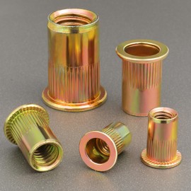 VGBUY 18Pcs 1/2-13UNC Rivet Nut Carbon Steel Zinc Plated Rivnut Threaded Insert Nut, Knurled Body (VG30508)