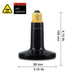 OMAYKEY 100W 2-Pack Ceramic Heat Lamp Bulb Infrared Reptile Heat Emitter Heater Lamps Bulbs for Pet Brooder Coop Chicken Lizard Bearded Dragon Turtle Snake Aquarium - No Light Emitted No Harm