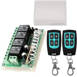 12V Relay Remote Switch Wireless RF Remote Control Switch 4 Channel Relay Module 433Mhz Transmitter Receiver Kit Universal Remote Controller for Lights Ceiling Fan Garage Door Opener Gate Car & More