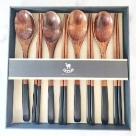 GoldSmile [골드스마일]컬러 옻칠 수저세트 블랙 0167 젓가락 숟가락 선물세트 구정선물 [Goldsmile] Color Lacquer Spoon Set Black 0167 Chopstick Spoon Gift Set Korean New Year Gift