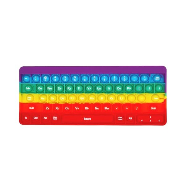 Aionly Pop Keyboard Fidget Toy,Christmas Fidget Toys, Push Stress Reliever Anxiety Relief It Sensory Toys for Autism,Bubble Keyboard with Letters Numbers Fidgets for Girls/Boys (Rainbow Keyboard)