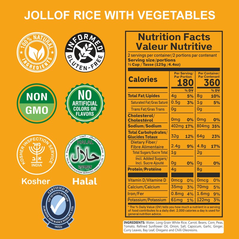Eat Regal Jollof Rice with Vegetables, 8.8 Ounce, Pack of