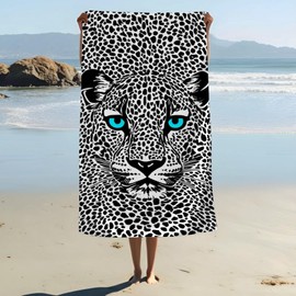 ZABAOBO Microfiber Leopard Beach Towel,Funny Cheetah Lightweight Beach Towels for Women Adults Girls,Funny Bath Towel Gifts for Pool Swim Surf 80X160 cm