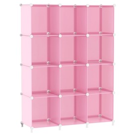 AWTATOS Cube Storage Organizer Protable Closet Organizers and Storage for Kids DIY Stackable 12 Cube Storage Shelves Clothes Organizer for Bedroom, Home, Pink