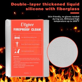 Utypee Fireproof Cloak with Hood – fire Cloak for Person, fire Extinguisher for Home, Large fire Blanket 71 x 63 Ins - Protection fire Safety Blanket Large