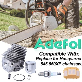 Adefol 43Mm Cylinder Piston Kit for Husqvarna 545 550XP Jonsered CC2252 Chainsaw, Big Bore 545 Cylinder & Piston Assembly Replace 577 76 47-08, 577 76 47-06, 577 76 47-04, 577 76 47-02