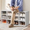 12-Cubby Shoe Rack, 3-Tier Wood Shoe Organizer, Multifunctional Shoe Organizer