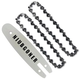 NIUBGONER 5 inch Chainsaw Bar and Chain combo,for WORX WG324,for Worx WG324.9,FASTCRAFT 2020X-L(Bar+2Chains)