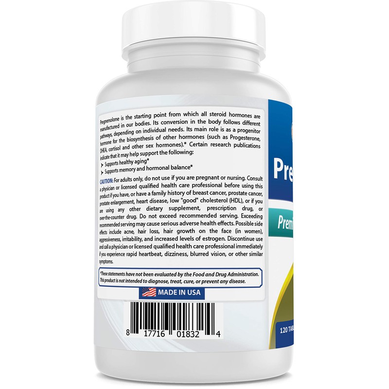 Best Naturals Pregnenolone 100 mg 120 Tablets (120 Count (Pack