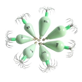7Pcs Luminous Squid Jig Hooks 12 Needles  Squid Jigs Kit Fluorescent Cuttlefish Sleeve Jig Octopus Lures Hard Fishing Baits