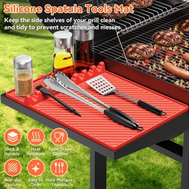 Silicone Griddle Mat for Blackstone - Magnetic Silicone Grill Tools Mat for Blackstone Accessories, Side Shelf Spatula Utensil Mats with Drip Pad for Outdoor BBQ Grill Kitchen Countertop (1-Pack)