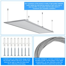 BUZIFU 8 PCS Ceiling Light Hanging Line Panel 1 Meter LED Panel Light Suspension Systems Kit Light Suspension Cables Kit Pendant Light Fitting for Ceiling LED Panel Light Aquarium Lights Pendant