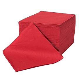 sellaviva Cocktail Napkins Red - 1/4 Fold 24 x 24 cm, 2-Ply - Cellulose Disposable Napkins - Red Plain - Coasters for Drinks for BBQ, Celebrations, Party - Pack of 100
