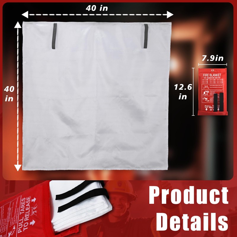 Smilco Fire Blanket - 40" x 40" Fiberglass Emergency Fire
