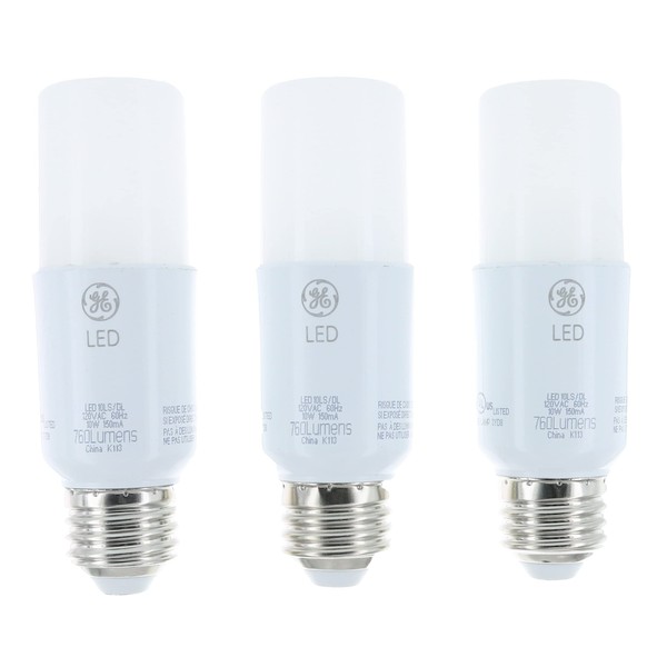 GE Lighting 79369 LED Bright Stik 10-watt (60-Watt Replacement), 760-Lumen Light Bulb with Medium Base, Daylight, 1 Box (3 Bulbs Total)