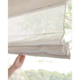 CHICOLOGY Roman Shades for Windows, Roman Window Shades, Roman Shades, Window Treatments, Window Shades for Home, Window Shade, 27" W X 64" H, Pacific White (Semi-Sheer/Light Filtering)