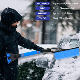 Atuoxing Car Ice Scraper with Broom 2-in-1 Snow Brush Car Snow Brush Car Removable Ice Scraper for Car Truck SUV