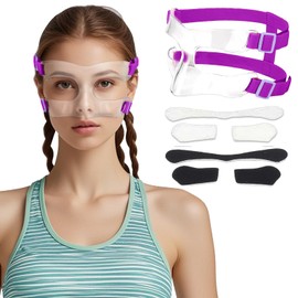 AF01B - Protector de nariz para mujer para nariz rota y adultos, máscara ajustable para baloncesto y fútbol, con acolchado de espuma para jóvenes y adolescentes (morado abierto)
