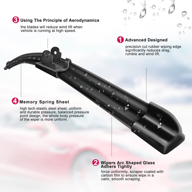 Windshield Wiper Blades 26" + 19" Blade for Replacement Car