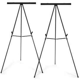 Falling in Art Aluminum Flip Chart Display Easel Stand with Adjustable Floor for Boardroom, Whiteboard, Paper Pads, Signage, 63 1/2'' High, Black,2 Pack