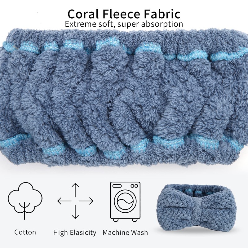 DOOBO 3 Pack Spa Headbands Microfiber Bowtie Headbands for Women